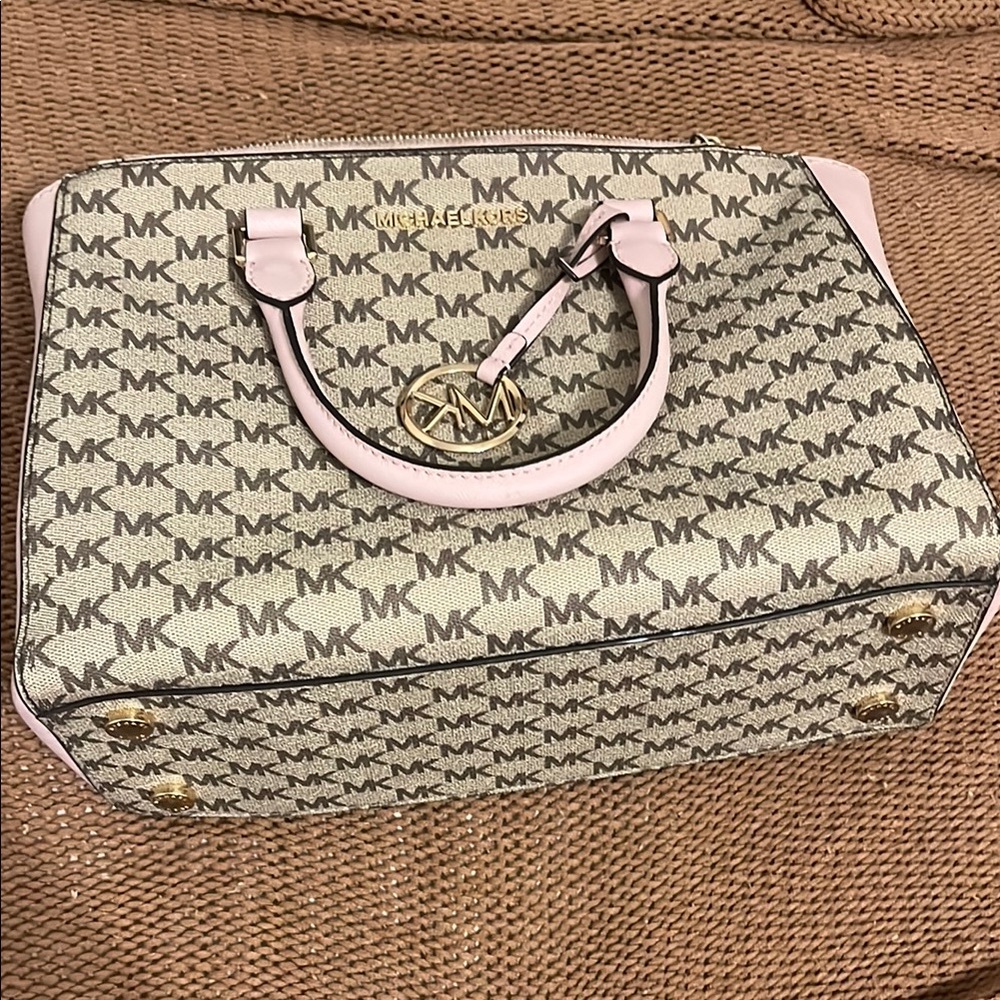 Michael Kors Cream and Pink Bag